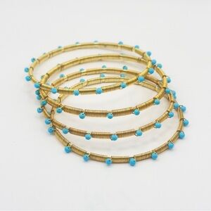 Faux Turquoise & Gold tone 4 Bangle Bracelets from Neiman Marcus with Du…
